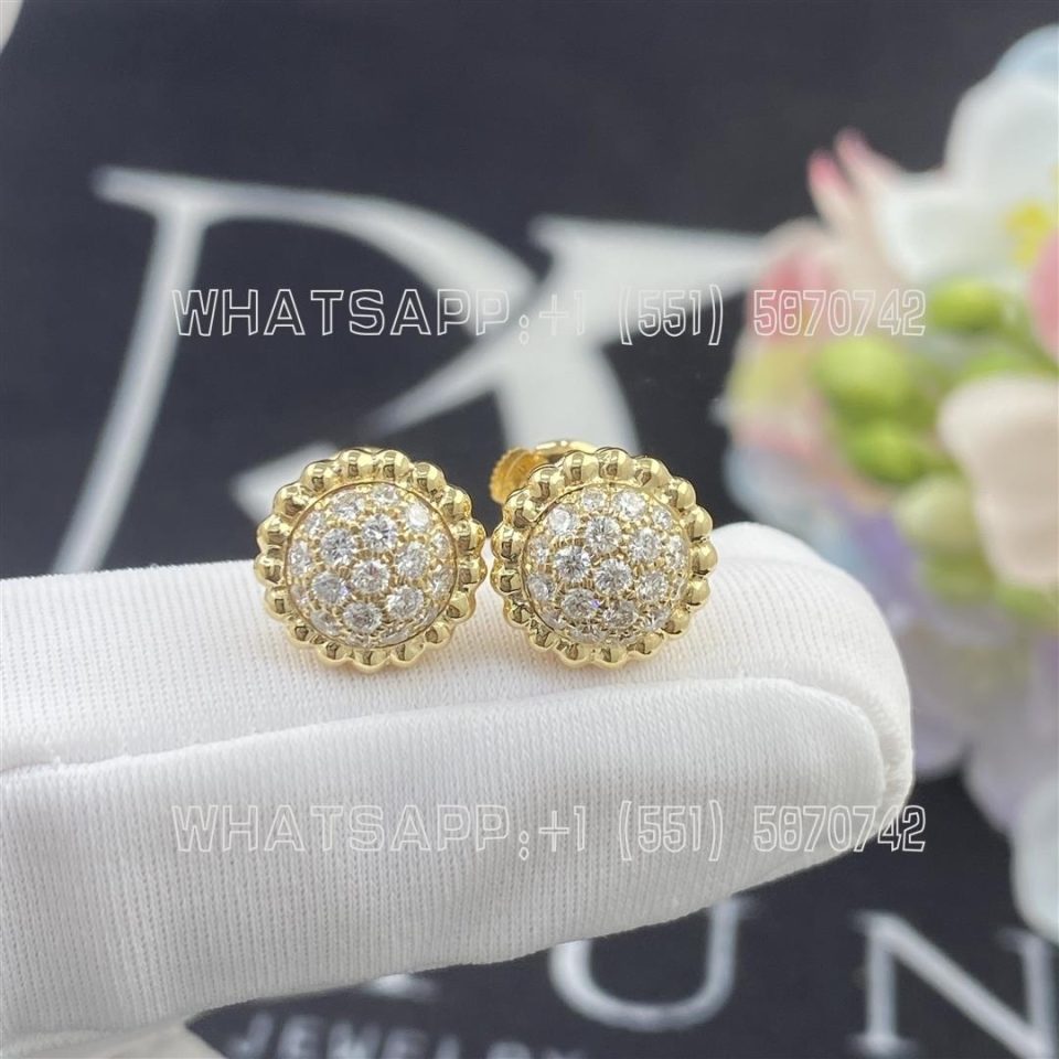 Custom Jewelry Van Cleef & Arpels Perlée diamonds earrings 18K yellow gold, Diamond VCARO9PG00