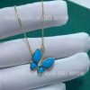 Custom Jewelry Van Cleef & Arpels Two Butterfly pendant 18K yellow gold Turquoise VCARP7UP00