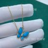 Custom Jewelry Van Cleef & Arpels Two Butterfly pendant 18K yellow gold Turquoise VCARP7UP00