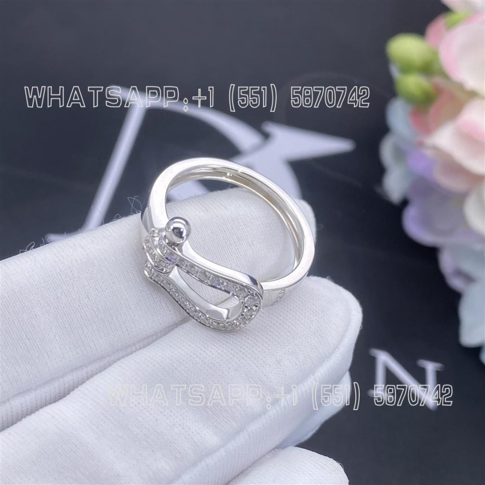 Custom Jewelry Fred Force 10 Ring Medium model 18K white gold and diamonds 4B0379
