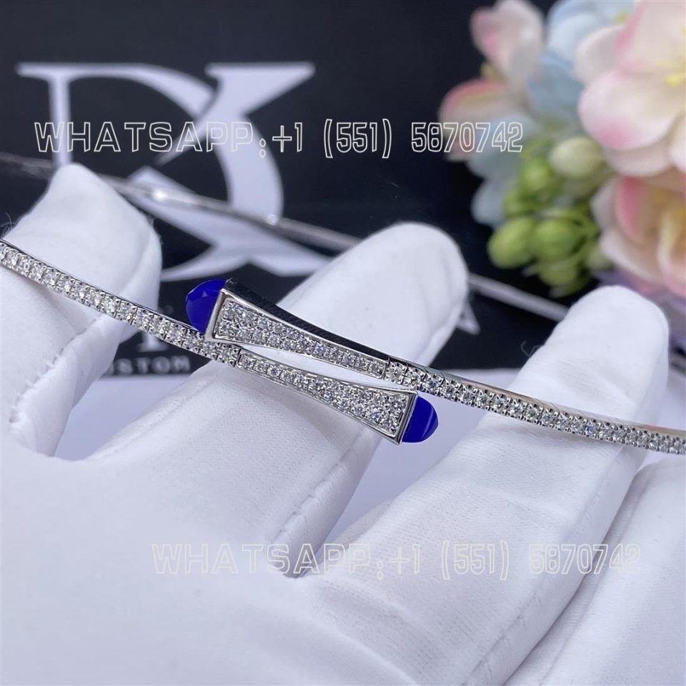 Custom Jewelry Marli Cleo Diamond Slim Slip-On Necklace In White Gold Lapis Lazuli CLEO-N1