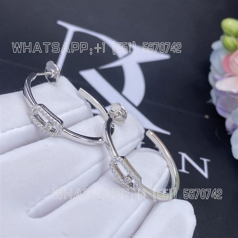 Custom Jewelry Messika Move Uno Small Hoop Earrings White Gold For Her Diamond Earrings 12485-WG