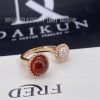Custom Jewelry Van Cleef & Arpels Perlée couleurs Between the Finger ring 18K rose gold, Carnelian, Diamond VCARO9SV00