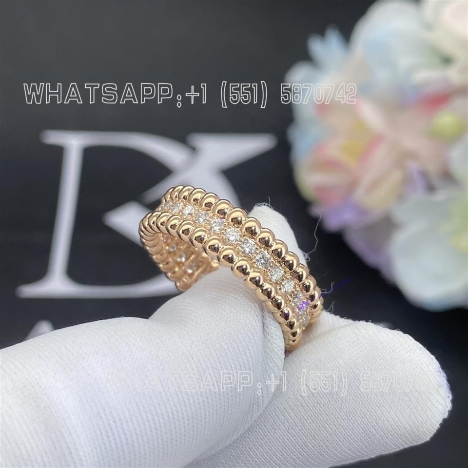 Custom Jewelry Van Cleef & Arpels Perlée diamonds ring, 1 row 18K rose gold, Diamond VCARP4E300