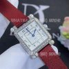 Custom Watches Charles Oudin Pansy Retro Maroon Straps with Pearls Watch Medium Arabic Style – 24mm