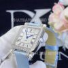 Custom Watches Charles Oudin Pansy Retro Medium light-blue satin strap, Pearl and Diamond Watch – 24mm