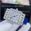 Charles Oudin Pansy Retro 24mm Blue Satin Silk strap and Diamond Watch Arabic Style