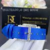 Charles Oudin Pansy Retro 24mm Blue Satin Silk strap and Diamond Watch Arabic Style