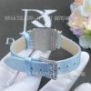 Charles Oudin Pansy Retro 24mm Light-Blue Satin Silk strap and Diamond Watch Arabic Style