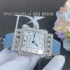 Charles Oudin Pansy Retro 24mm Light-Blue Satin Silk strap and Diamond Watch Arabic Style