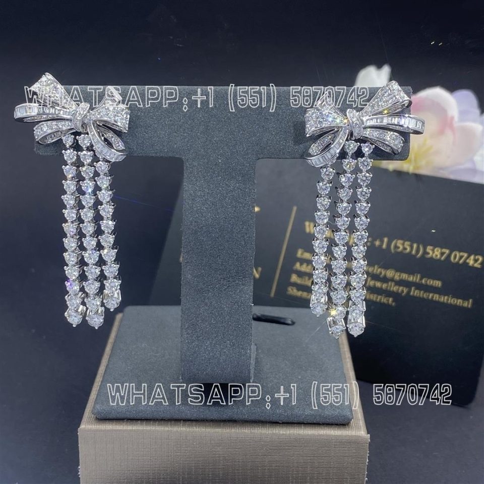Custom Jewelry Graff Tilda's Bow Triple Diamond Drop Earrings