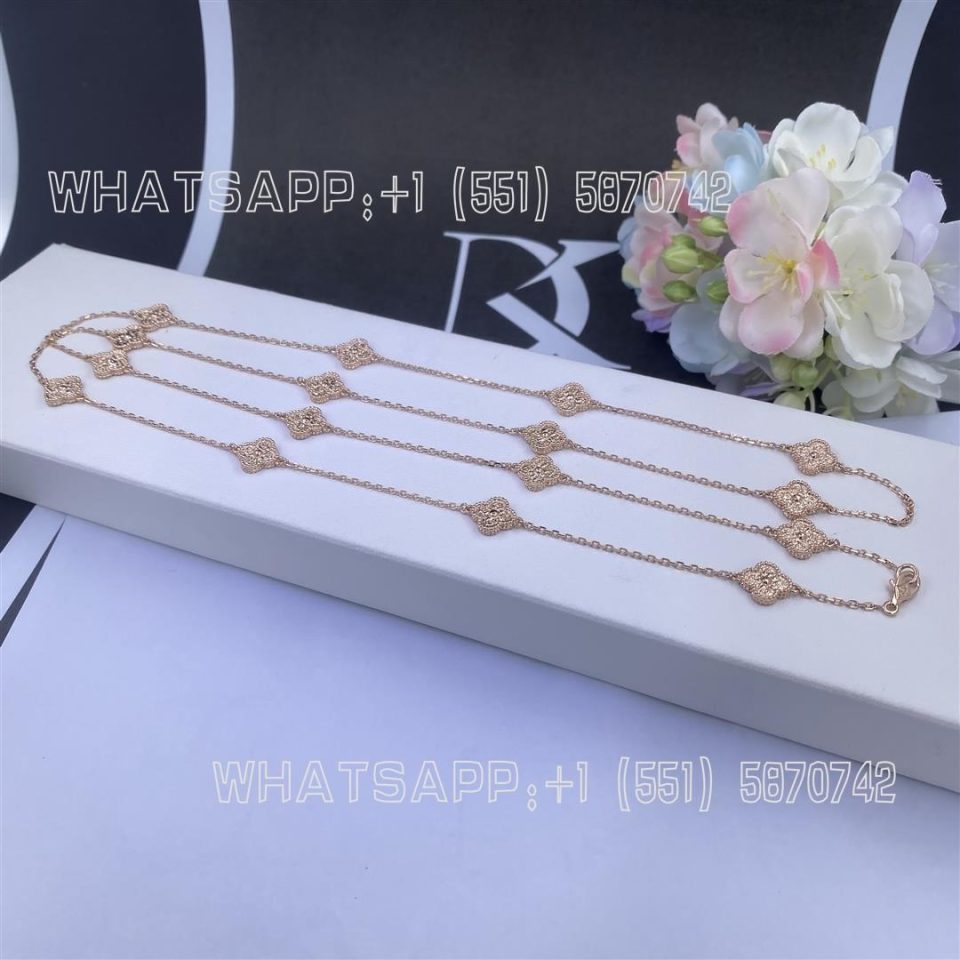 Custom Jewelry Van Cleef & Arpels Sweet Alhambra long necklace 16 motifs rose gold VCARO8DG00