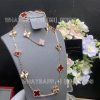 Custom Jewelry Van Cleef & Arpels Vintage Alhambra Necklace 10 Motifs guilloché rose gold And Carnelian