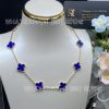 Custom Jewelry Van Cleef & Arpels Vintage Alhambra Necklace 10 Motifs Yellow Gold Lapis Lazuli Necklace