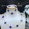Custom Jewelry Van Cleef & Arpels Vintage Alhambra Necklace 10 Motifs Yellow Gold Lapis Lazuli Necklace