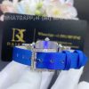 Charles Oudin Pansy Retro 20mm Blue Silk Straps Diamond Watch with Elements Roman Style