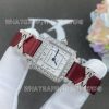 Charles Oudin Pansy Retro 20mm Maroon Silk Straps Diamond Watch Elements Arabic Style