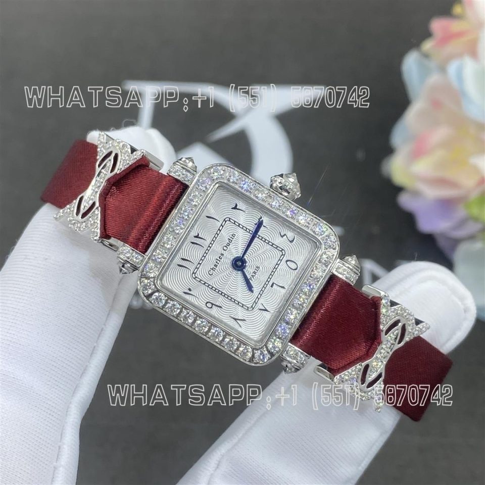 Custom Watches Charles Oudin Pansy Retro 20mm Maroon Silk Straps Diamond Watch Elements Arabic Style