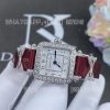 Charles Oudin Pansy Retro 20mm Maroon Silk Straps Diamond Watch Elements Arabic Style