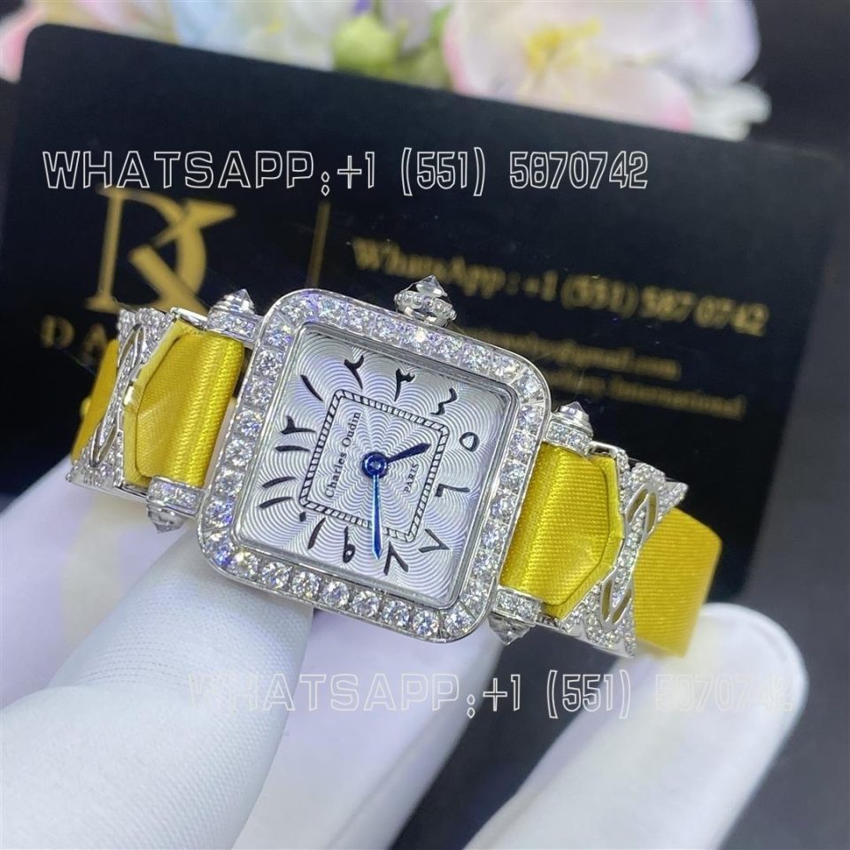 Custom Watches Charles Oudin Pansy Retro 20mm Yellow Silk Straps Diamond Watch Elements Arabic Style