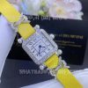 Charles Oudin Pansy Retro 20mm Yellow Silk Straps Diamond Watch With Pearls Elements Arabic Style