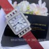 Charles Oudin Pansy Retro 24mm Maroon Satin Silk strap and Diamond Watch Roman Style