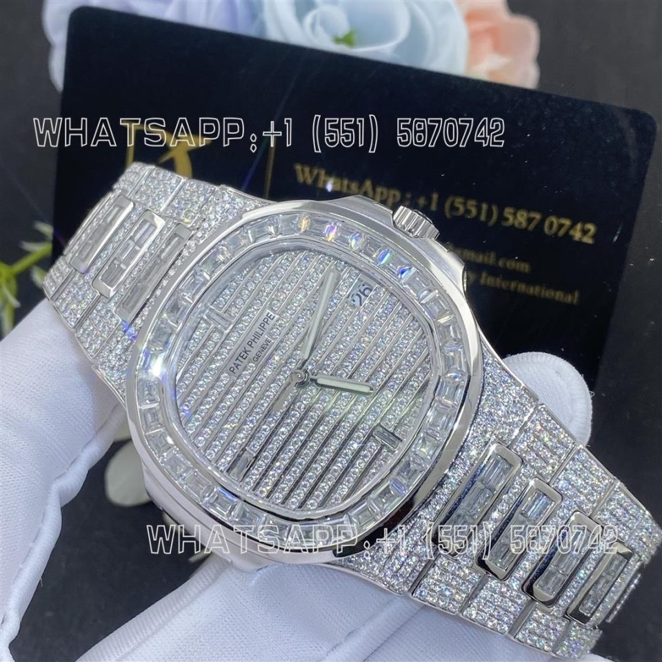 Custom Watches Patek Philippe Nautilus 40mm 18K White Gold and Diamond Watch 5719/10G