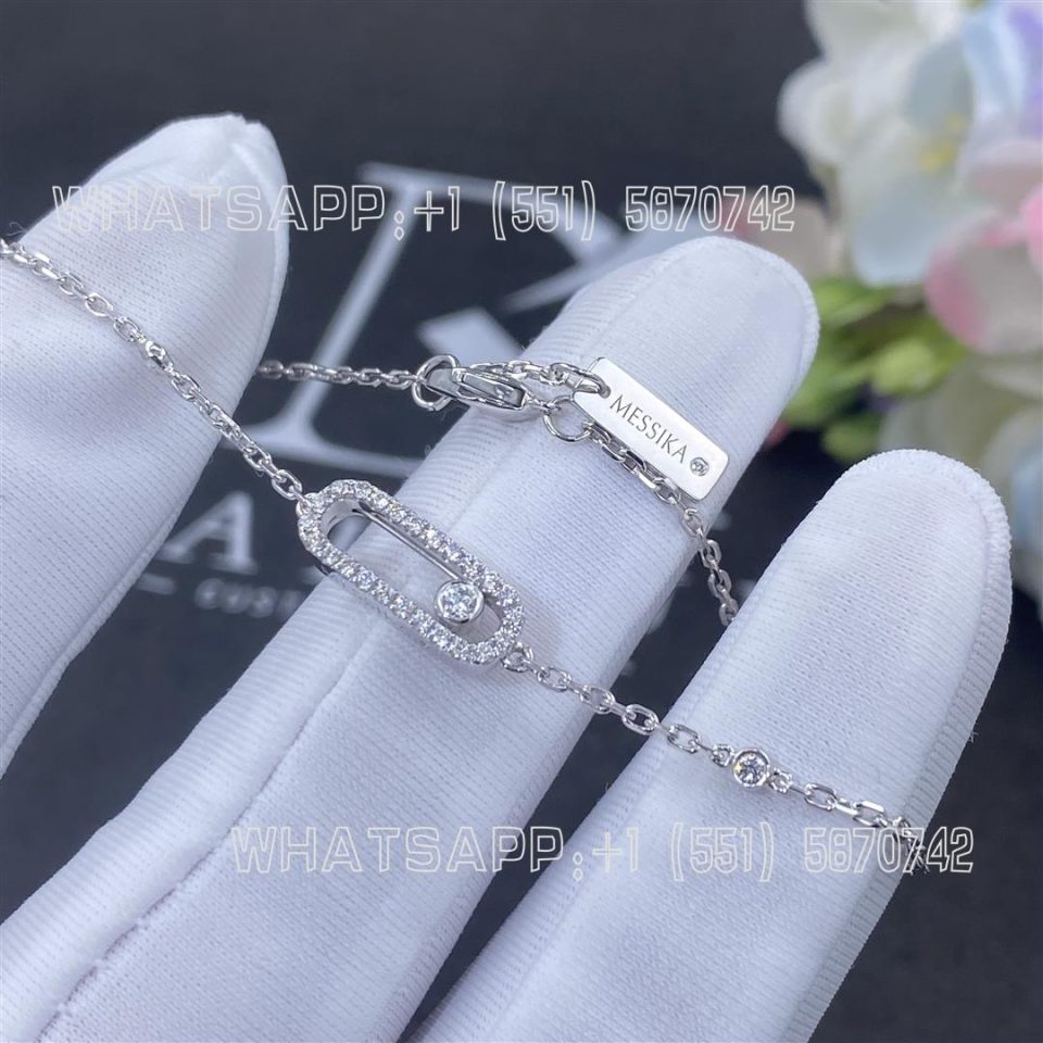 Custom Jewelry Messika Move Uno Pavé White Gold For Her Diamond Bracelet 04706-WG
