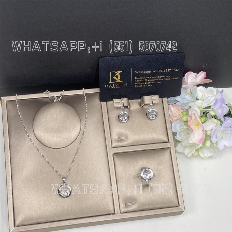 Custom Jewelry Chopard Happy Diamonds Icons Earrings 18k White Gold Diamonds 83A018-1301