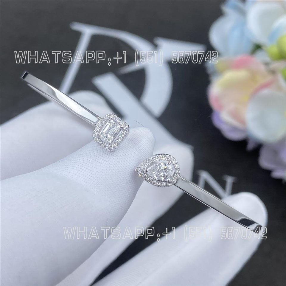 Custom Jewelry Messika My Twin Toi & Moi Thin Bangle 0.15ct x2 White Gold For Her Diamond Bracelet 07222-WG