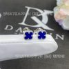 Custom Jewelry Van Cleef & Arpels Sweet Alhambra Earrings Blue Agate 18k White Gold