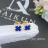 Custom Jewelry Van Cleef & Arpels Sweet Alhambra Earrings Blue Agate 18k Yellow Gold