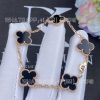 Custom Jewelry Van Cleef & Arpels Vintage Alhambra Bracelet 5 Motifs Rose Gold And Onyx