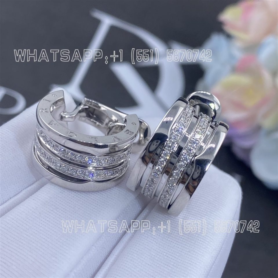Custom Jewelry Bulgari B.Zero1 18k White Gold Diamond Hoop Earrings OR851274