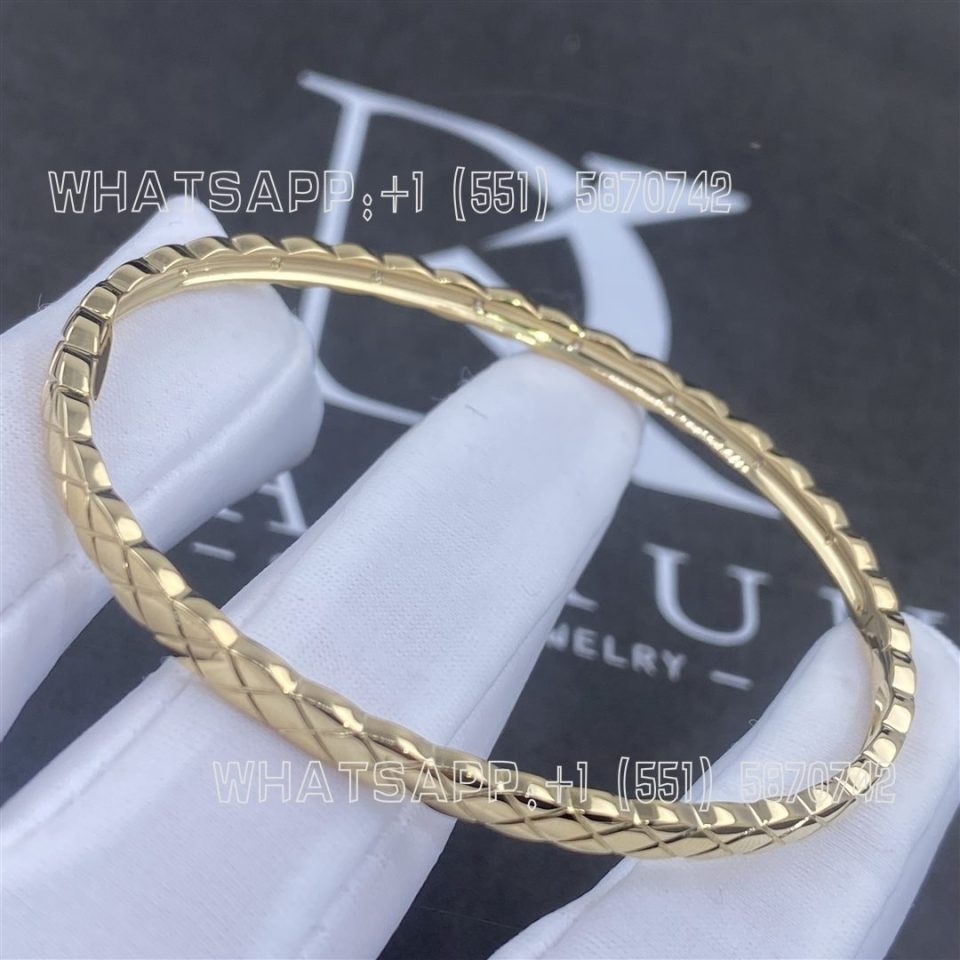Custom Jewelry Chanel Coco Crush Bracelet Quilted Motif, Mini Version Yellow Gold Diamonds J12327
