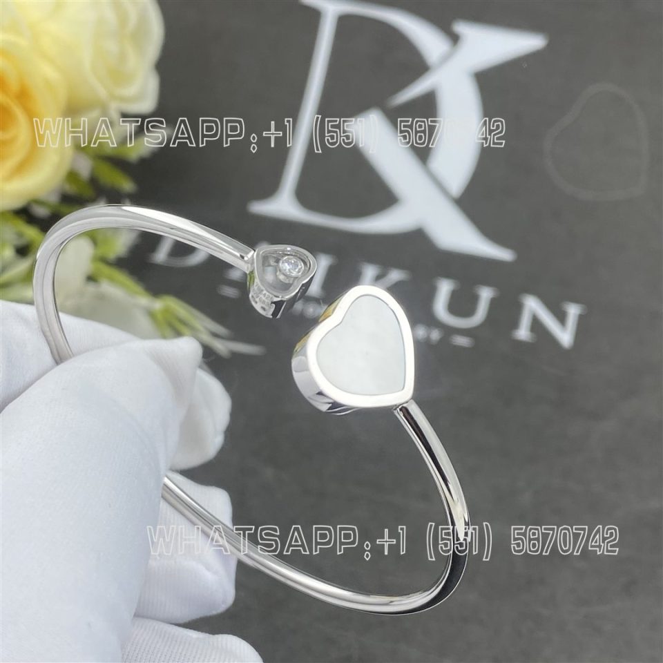 Custom Jewelry Chopard Happy Hearts Bangle White Gold Diamond Mother-of-Pearl @857482-1300