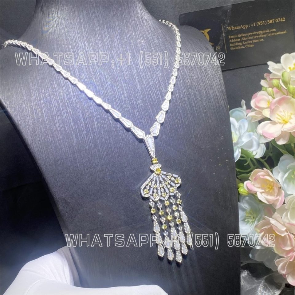 Custom Jewelry Garrard Fanfare Symphony Diamond and Yellow Sapphire Pendant