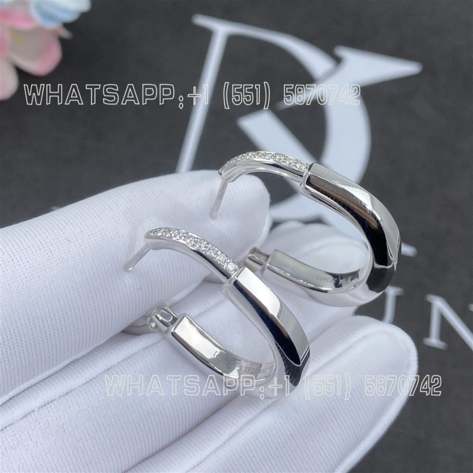 Custom Jewelry Tiffany Lock Earrings in White Gold with Diamonds, Medium 72342801