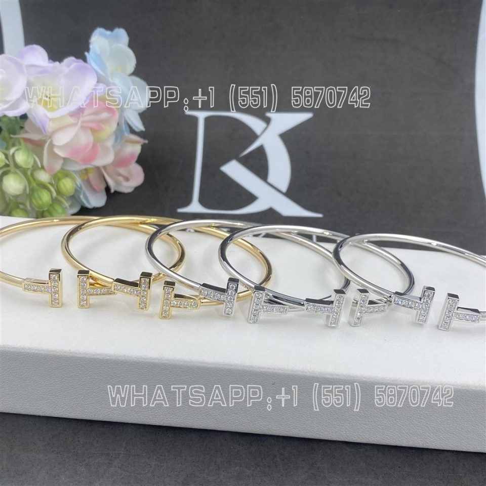 Custom Jewelry Tiffany T Diamond Wire Bracelet in 18k Yellow Gold 60010754