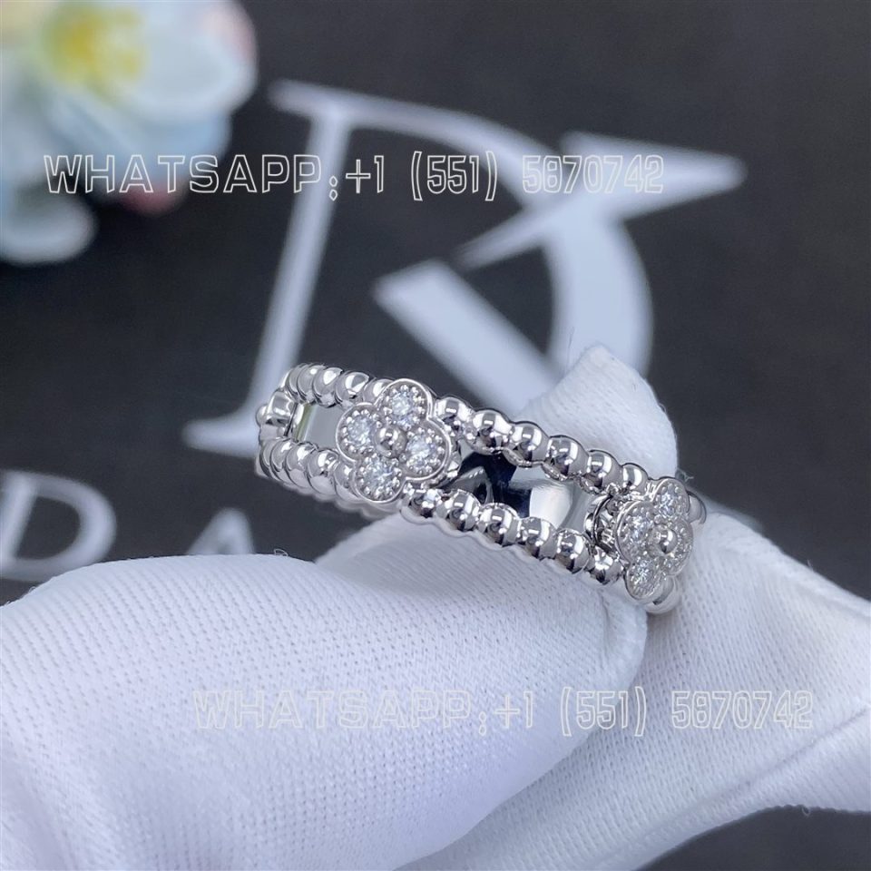 Custom Jewelry Van Cleef & Arpels Perlée sweet clovers ring White gold Diamond VCARP6MN00