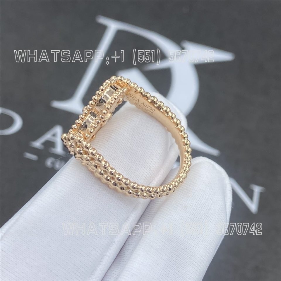 Custom Jewelry Van Cleef & Arpels Vintage Alhambra Reversible Ring Rose Gold Mother-Of-Pearl and Diamond