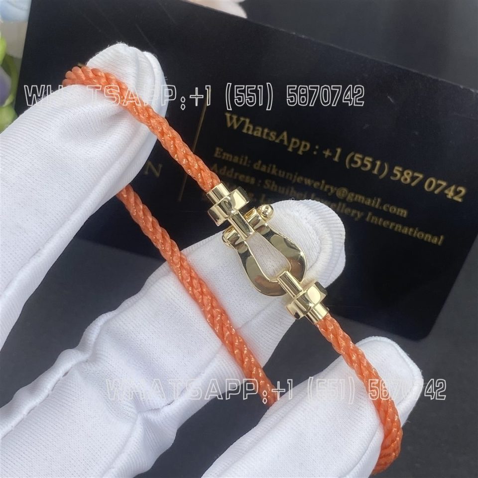 Custom Jewelry Fred Force 10 Bracelet 18k yellow gold medium model Orange Cable 0B0069- 6B0348