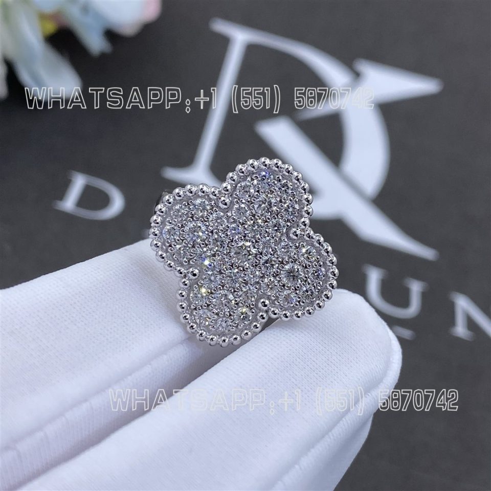 Custom Jewelry Van Cleef & Arpels Magic Alhambra Ring White Gold Diamond VCARN9WU00