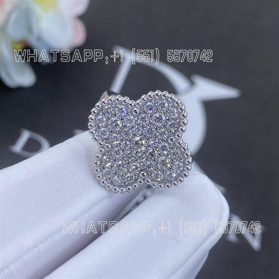 Custom Jewelry Van Cleef & Arpels Magic Alhambra Ring White Gold Diamond VCARN9WU00