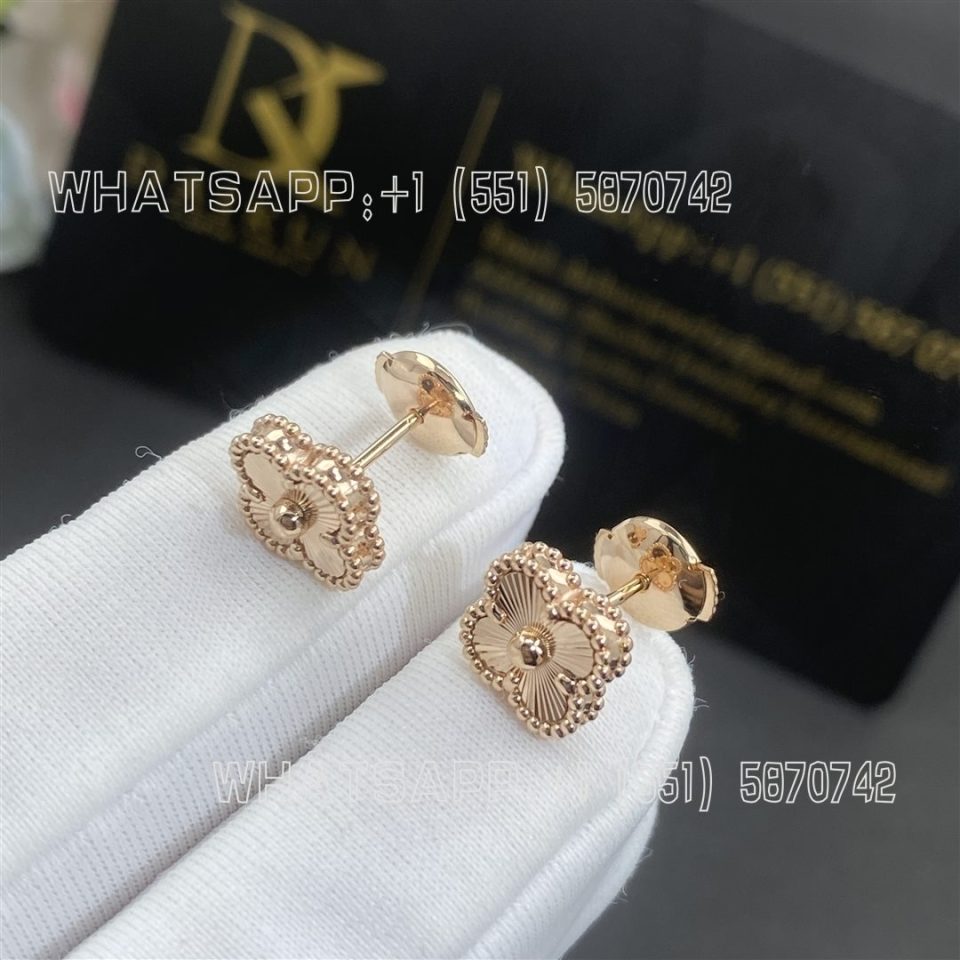 Custom Jewelry Van Cleef & Arpels Sweet Alhambra Earrings Guilloché Rose Gold-Design Jewelry