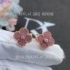 Custom Jewelry Van Cleef & Arpels Vintage Alhambra Earrings 18K Rose Gold Diamond Rhodonite