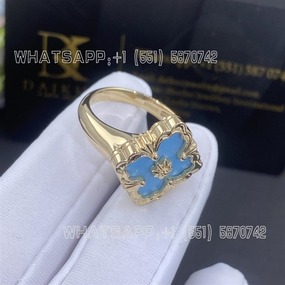 Custom Jewelry Buccellati Opera Color Ring in 18k Yellow Gold with Turquoise