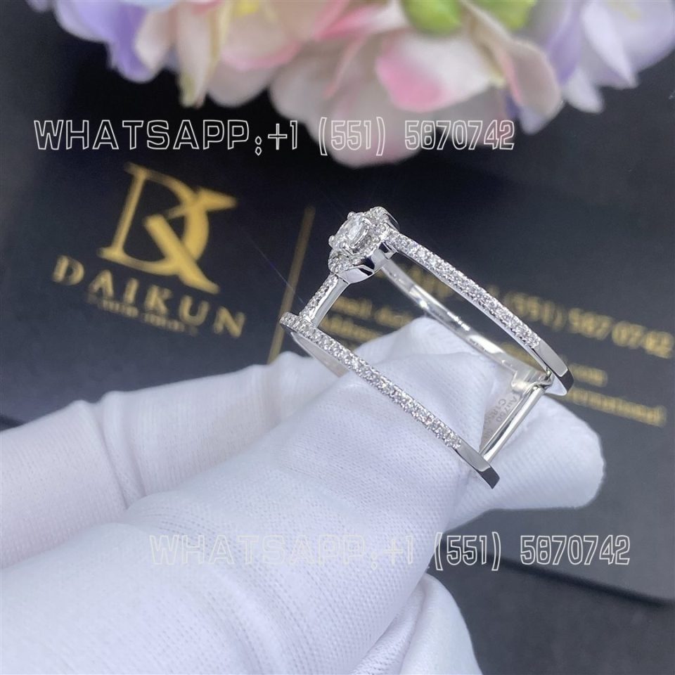 Custom Jewelry Messika Glam'Azone 2 Rows Pavé White Gold For Her Diamond Ring 05237-WG