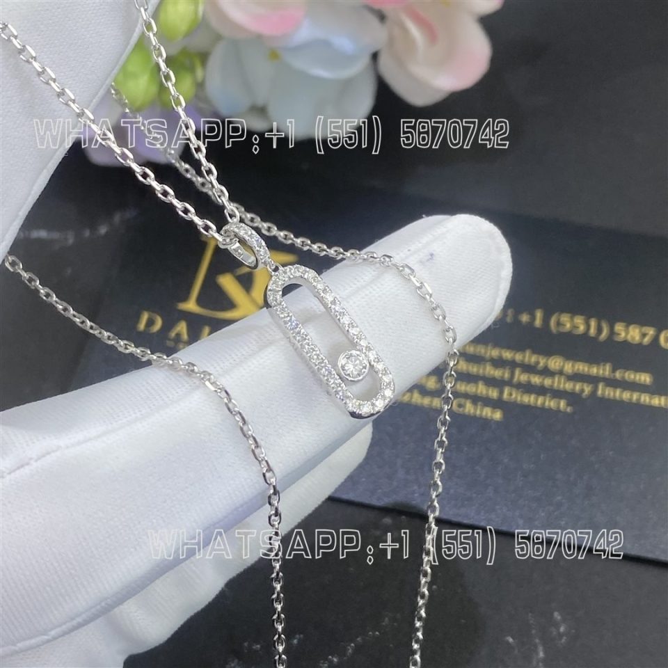 Custom Jewelry Messika Move Uno Pavé LM White Gold For Her Diamond Necklace 12058-WG