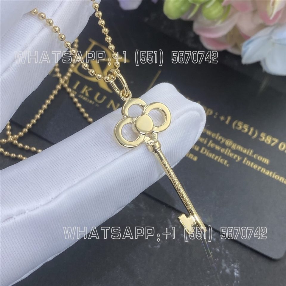 Custom Jewelry Tiffany Keys Crown Key in Yellow Gold with Diamonds